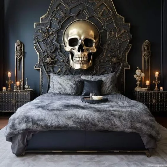 Matching Skull Decor for a Cohesive Bedroom Theme