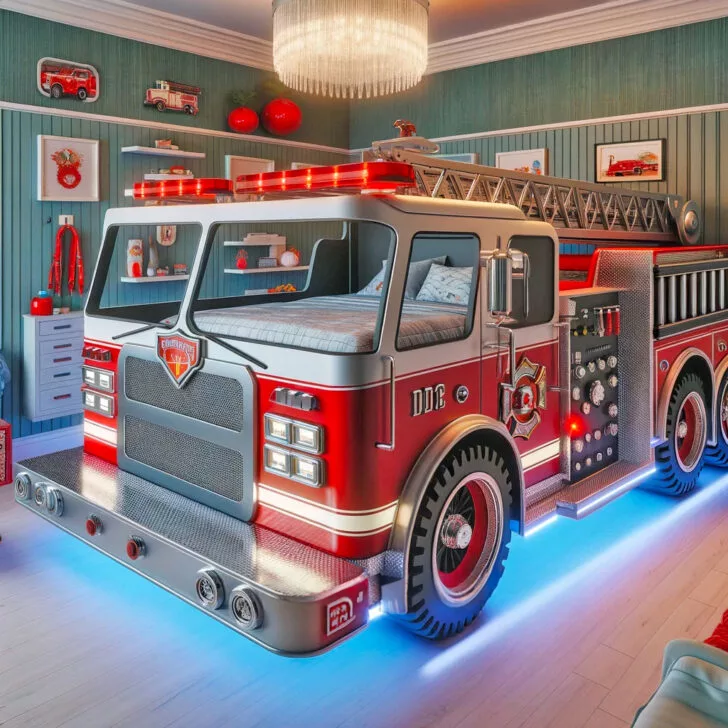 Police and Firetruck Kids Bunk Bed: Built-in Libraries & Creative Themes