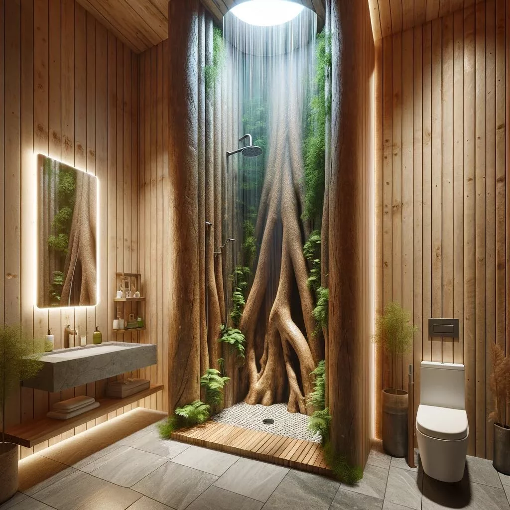 The Tree Trunk Shower: Where Nature Meets Modernity