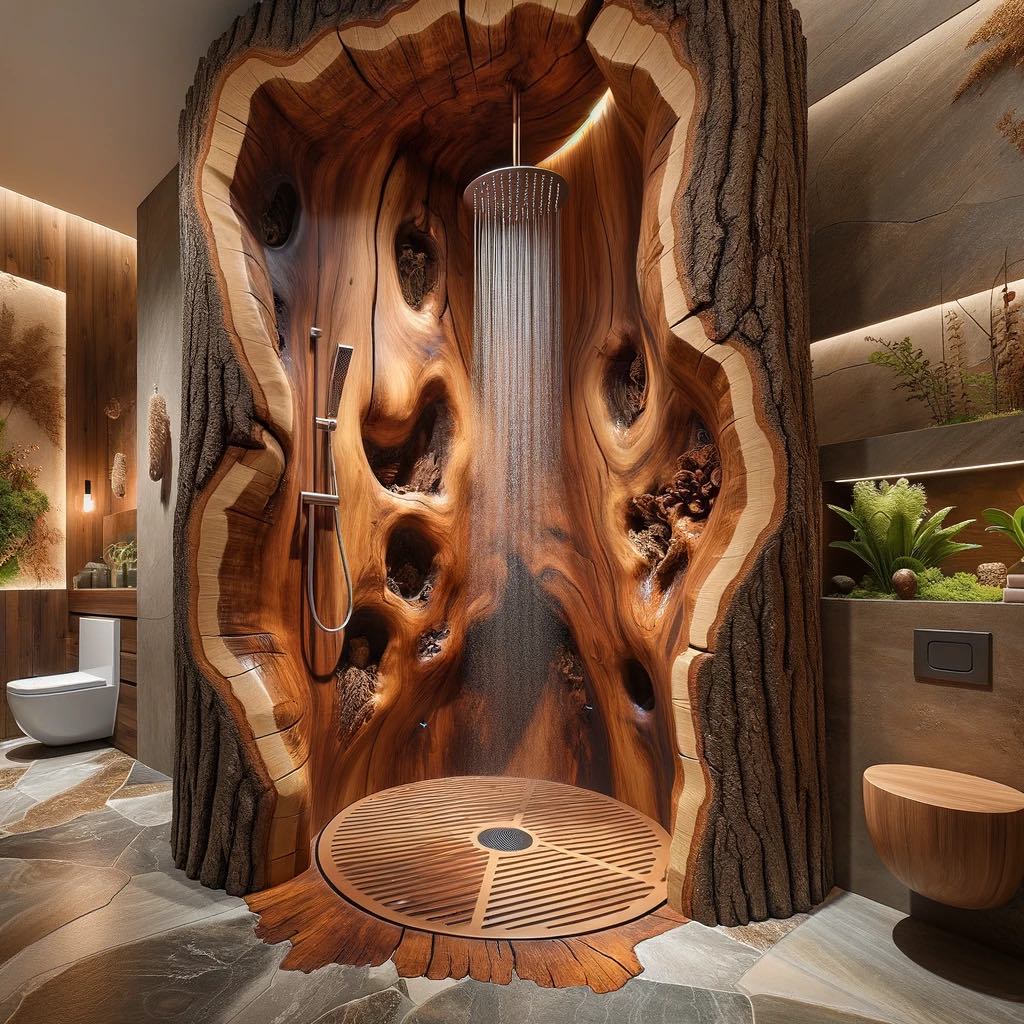 Transform Your Bathroom with the Enchanting Tree Trunk Shower