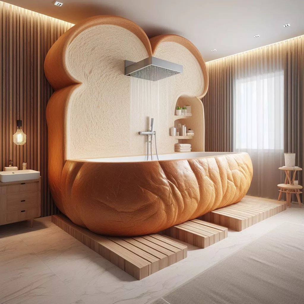 Crumble Away the Stress: A Bread-Shaped Bathtub Oasis 