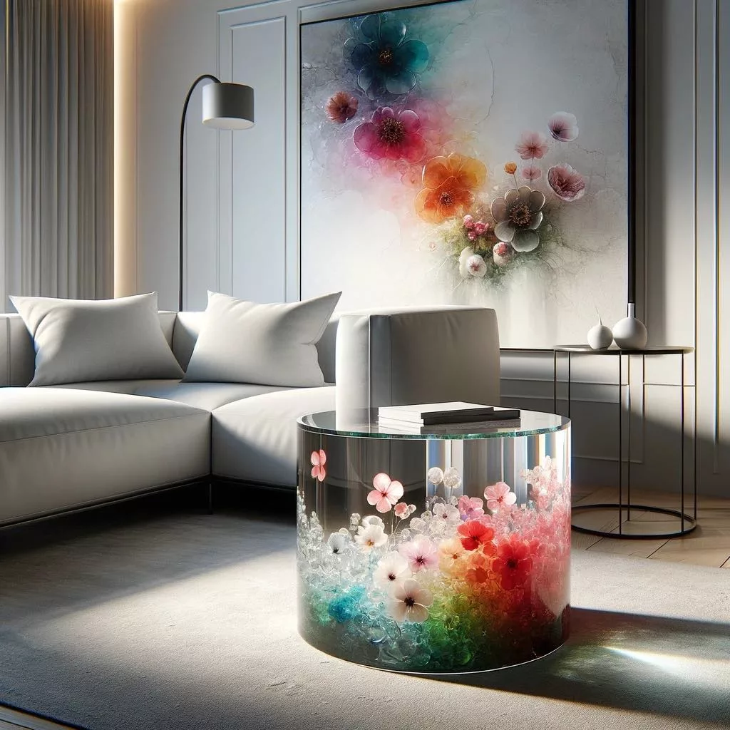 Nature's Embrace: Epoxy Resin Coffee Tables Adorned with Floral Delights