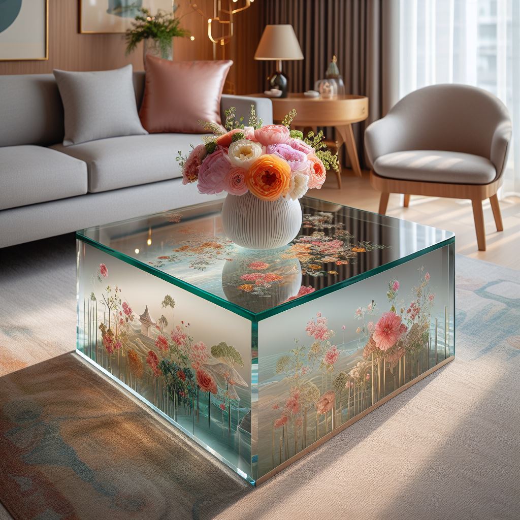 Petals Preserved: Epoxy-Floral Coffee Tables as a Unique Decor Element