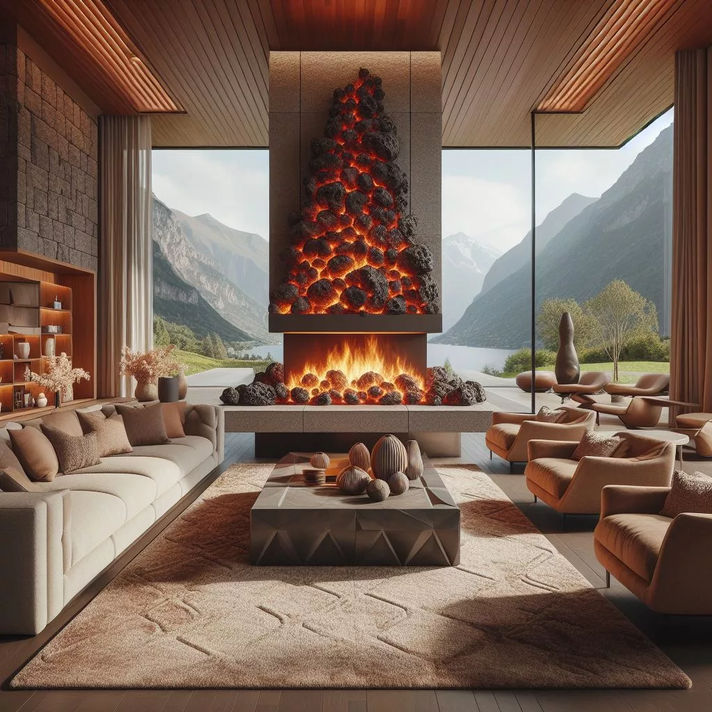 Volcanic Ambiance: Designing a Fireplace Inspired by Lava Flows 