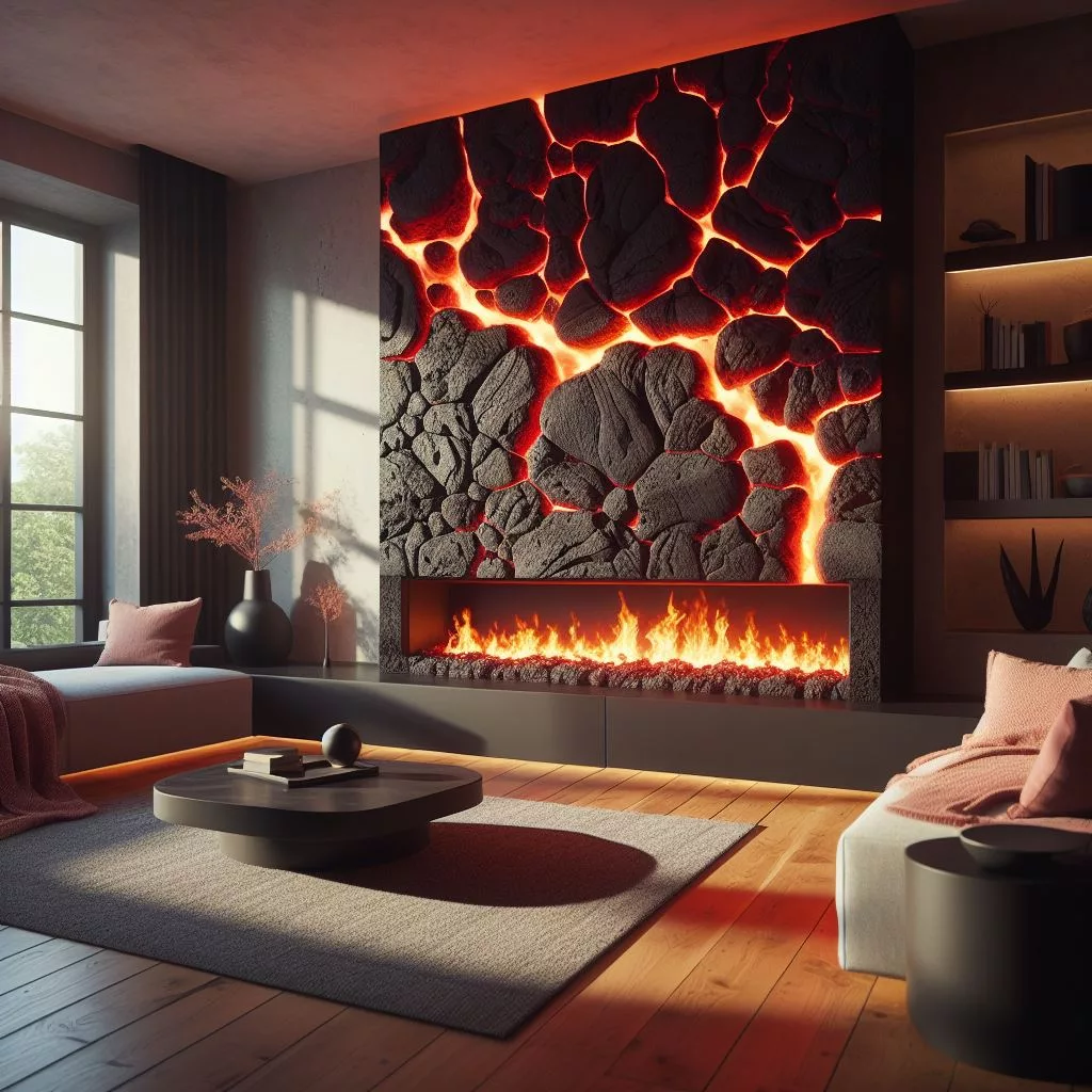 Igniting the Night: Lava Glass as a Captivating Fireplace Accent 