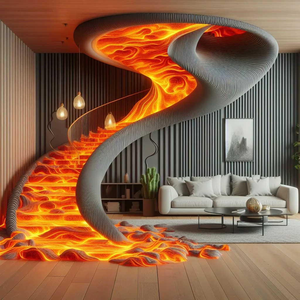 Eruption of Elegance: The Artistic Merging of Lava and Staircase