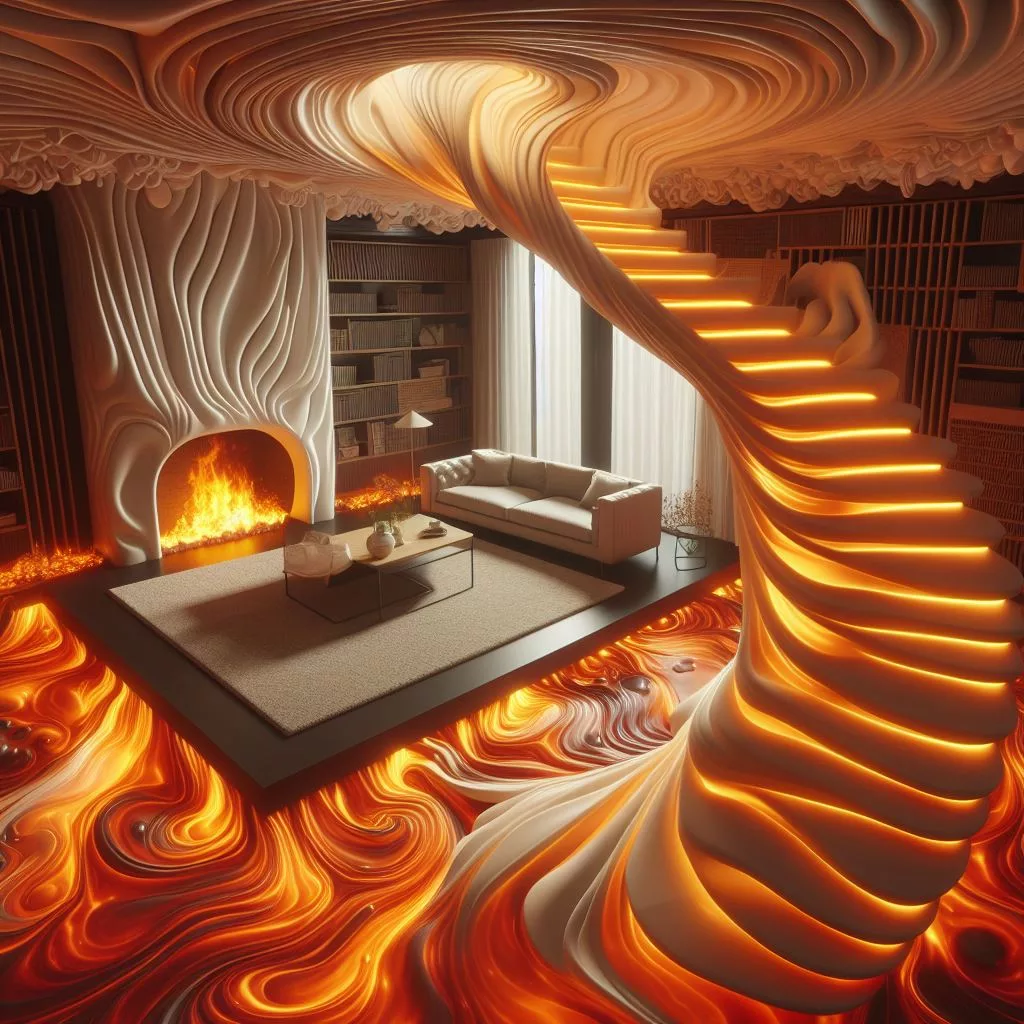 Fiery Footsteps: The Sensory Impact of Lava-Inspired Staircases