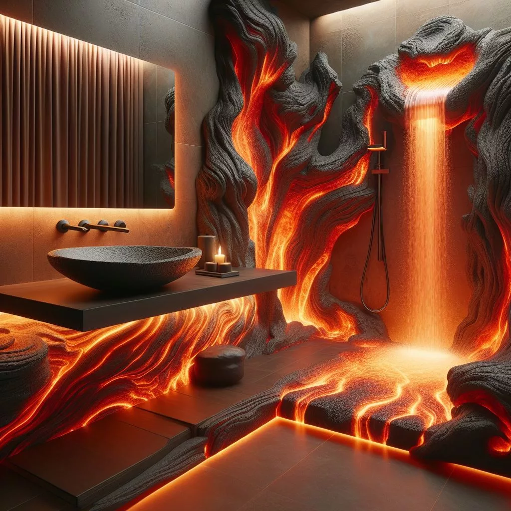 Ethereal Embers: Lighting a Lava-Inspired Bathroom