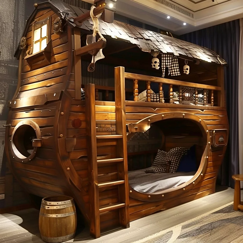 Pirate Ship-Shaped Bunk Bed: Design Details & Bedtime Adventures