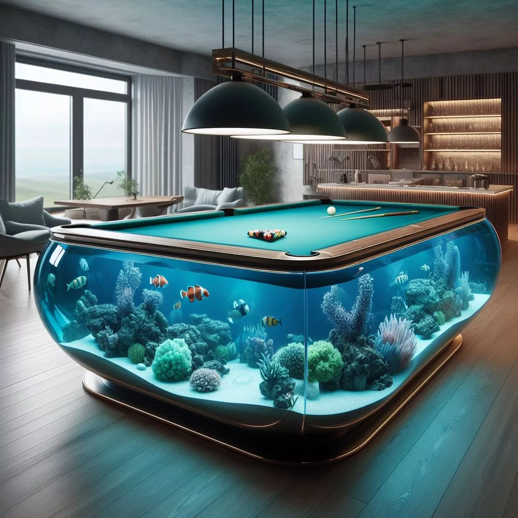 Sharks and Stripes: The Intriguing Marine Motifs of an Aquarium-Inspired Pool Table