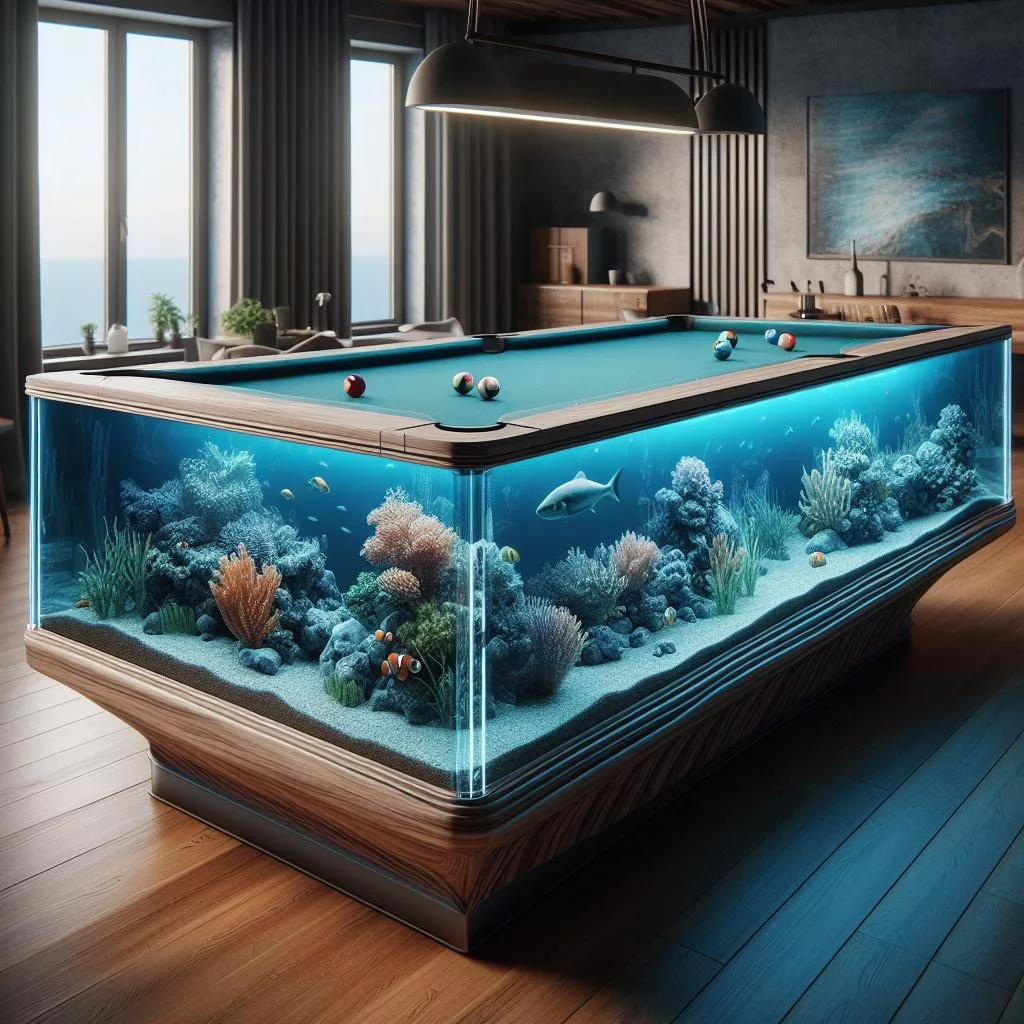 A Dive into Design: The Architectural Marvels of an Aquarium-Inspired Pool Table