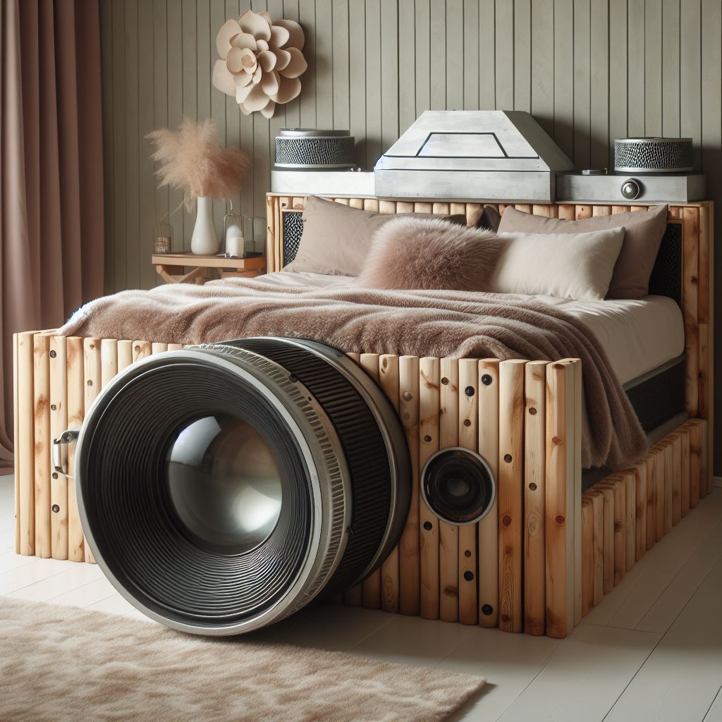 Unveiling the Comfort and Style of a Camera-Shaped Bed