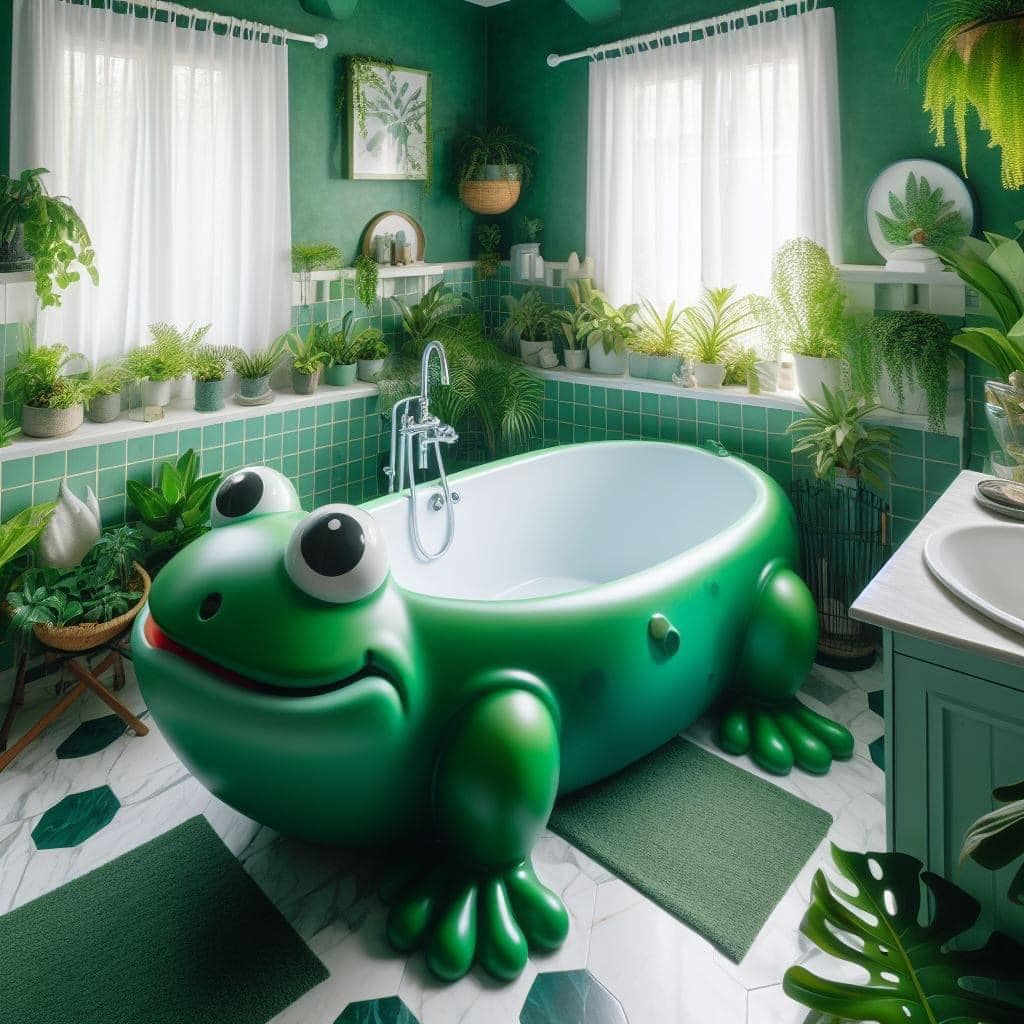 Amphibious Ambiance: Creating the Perfect Bathroom with a Frog-Shaped Bathtub