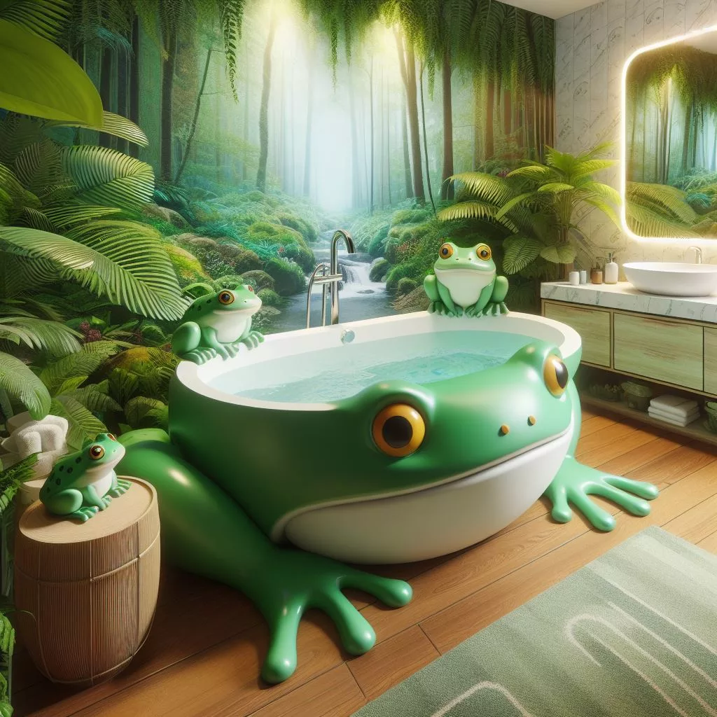 Amphibious Ambiance: Creating the Perfect Bathroom with a Frog-Shaped Bathtub