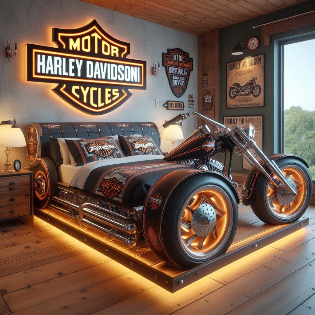 Incorporating Harley Davidson Style into Your Bedroom Decor with a Bed