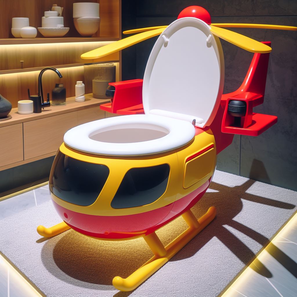 Elevate Your Bathroom Experience with the Helicopter-Shaped Toilet