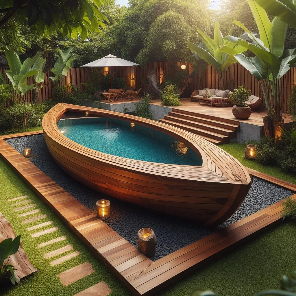 Creating a Resort-like Feel with a Longboat Shaped Pool