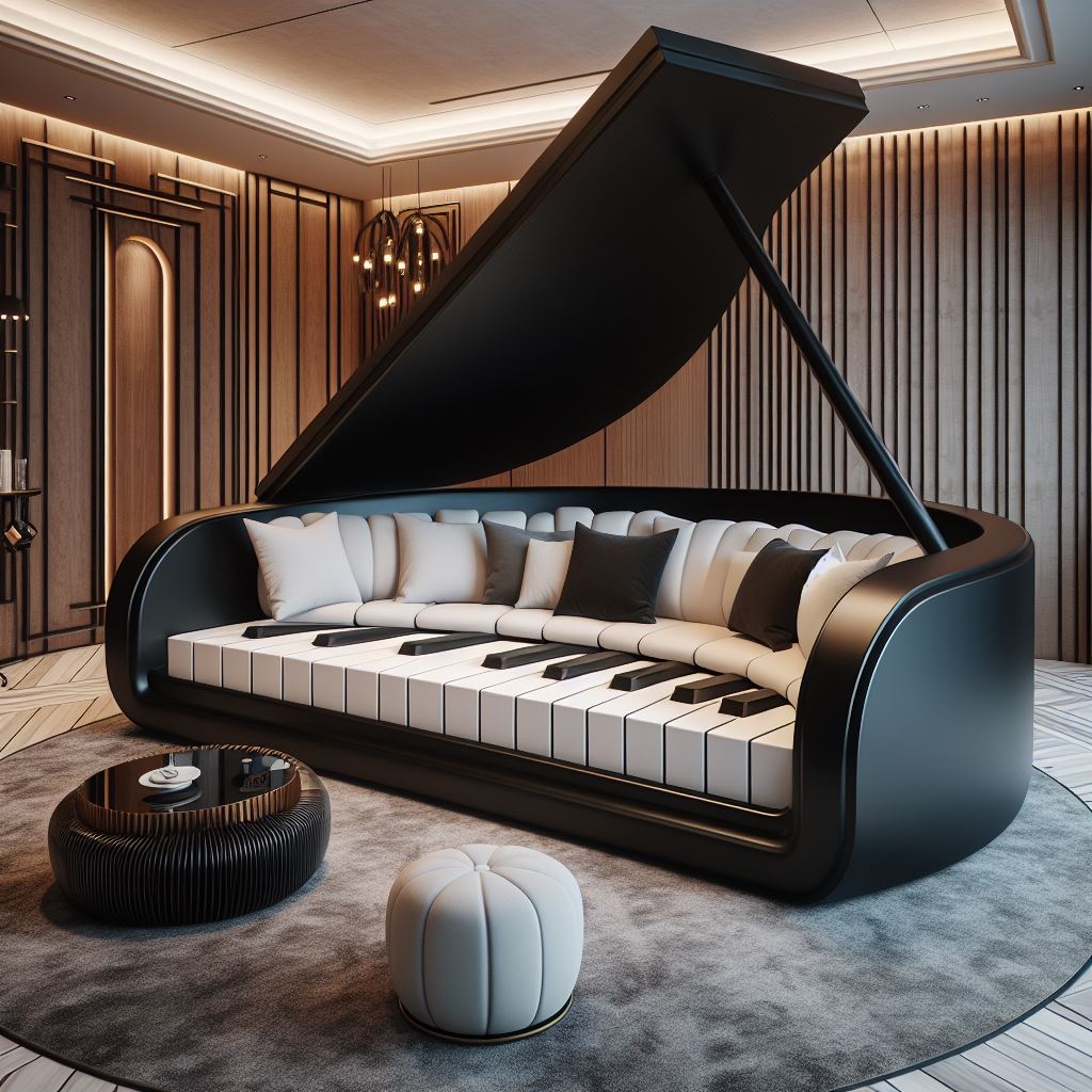 3. Unveiling the Symphony of Style: Piano-Shaped Sofas in Modern Interiors