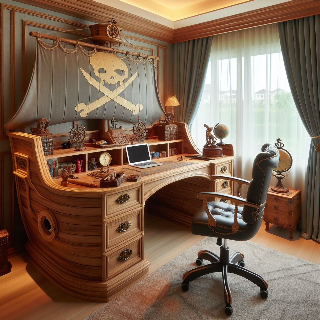 The Captain's Quarters: Designing a Pirate Ship Desk for Your Home Office