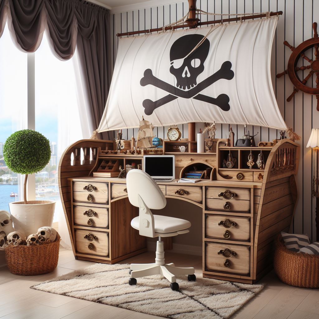 The Captain's Quarters: Designing a Pirate Ship Desk for Your Home Office