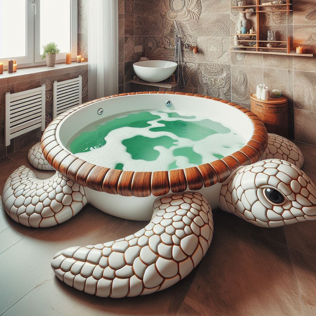 Transform Your Bathroom into an Underwater Oasis with the Turtle-Shaped Bathtub