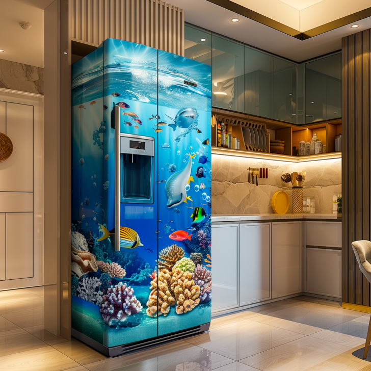 Inspiring Underwater Kitchen Designs Incorporating Fridges as Centerpieces