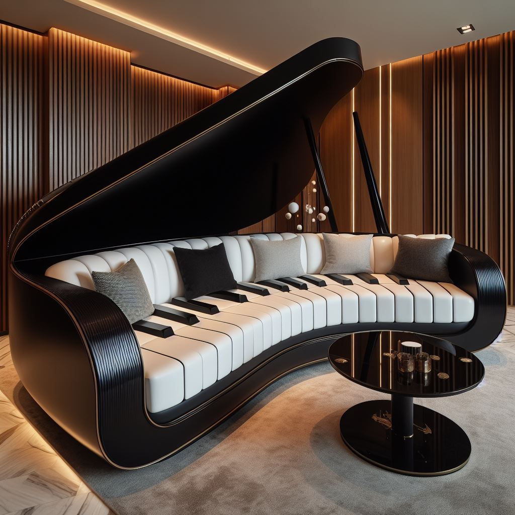 16. Piano-Shaped Sofas: A Symphony of Design and Comfort