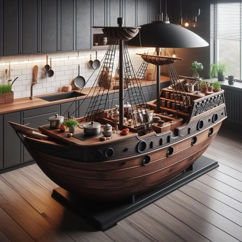 Shiver Me Timbers! The Pirate Ship Kitchen Island - A Unique Centerpiece for Your Home