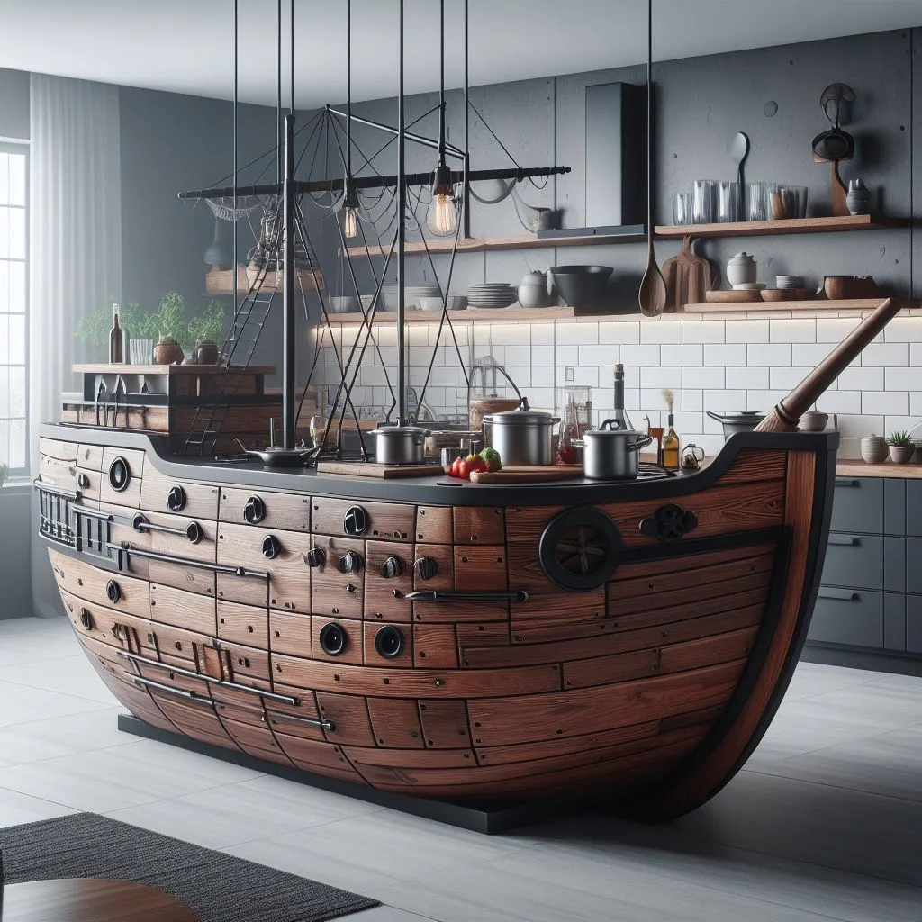 One Piece of the Puzzle: The Pirate Ship-Shaped Kitchen Island as a Focal Point