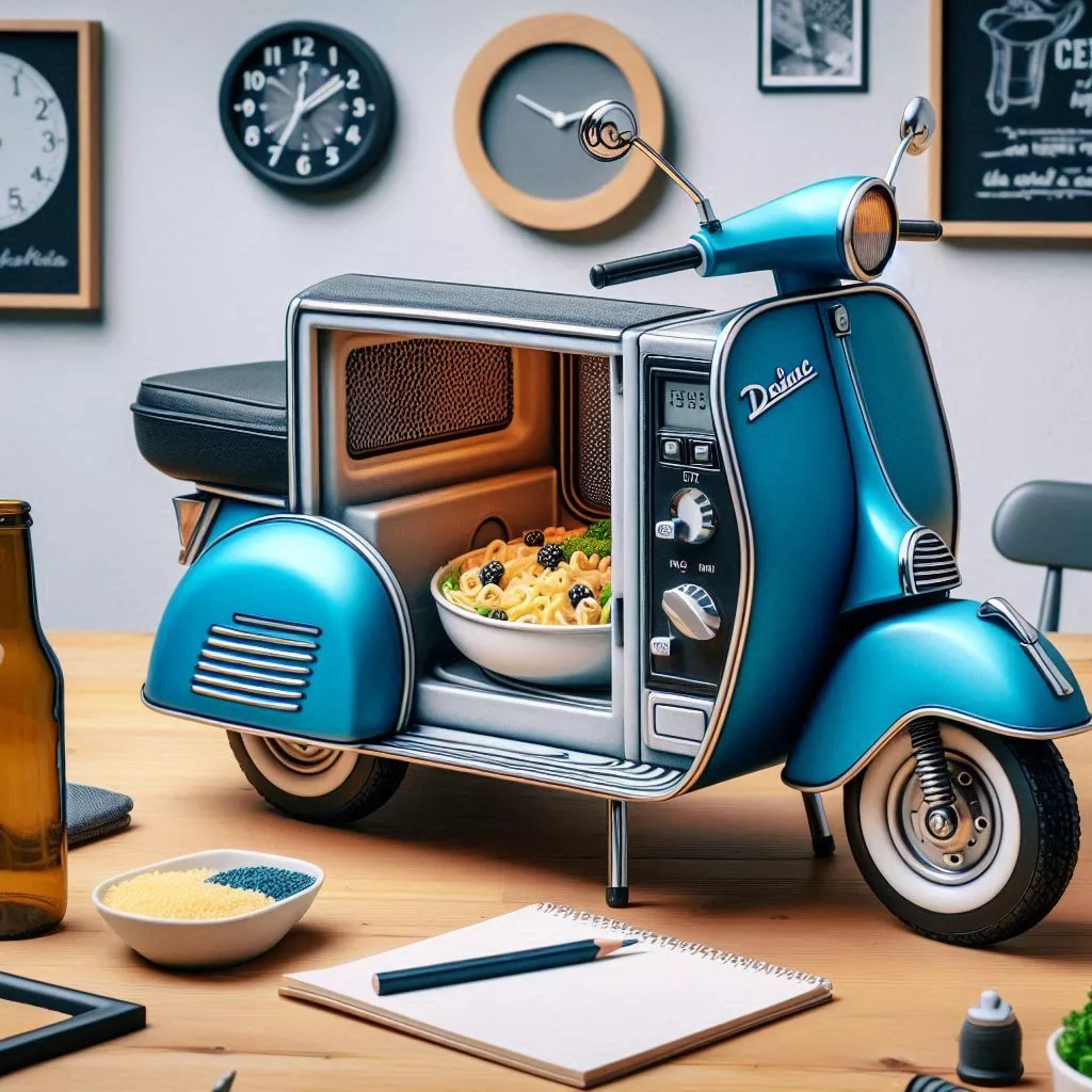 Vespa-Inspired Microwave: Combining Retro Charm with Modern Convenience