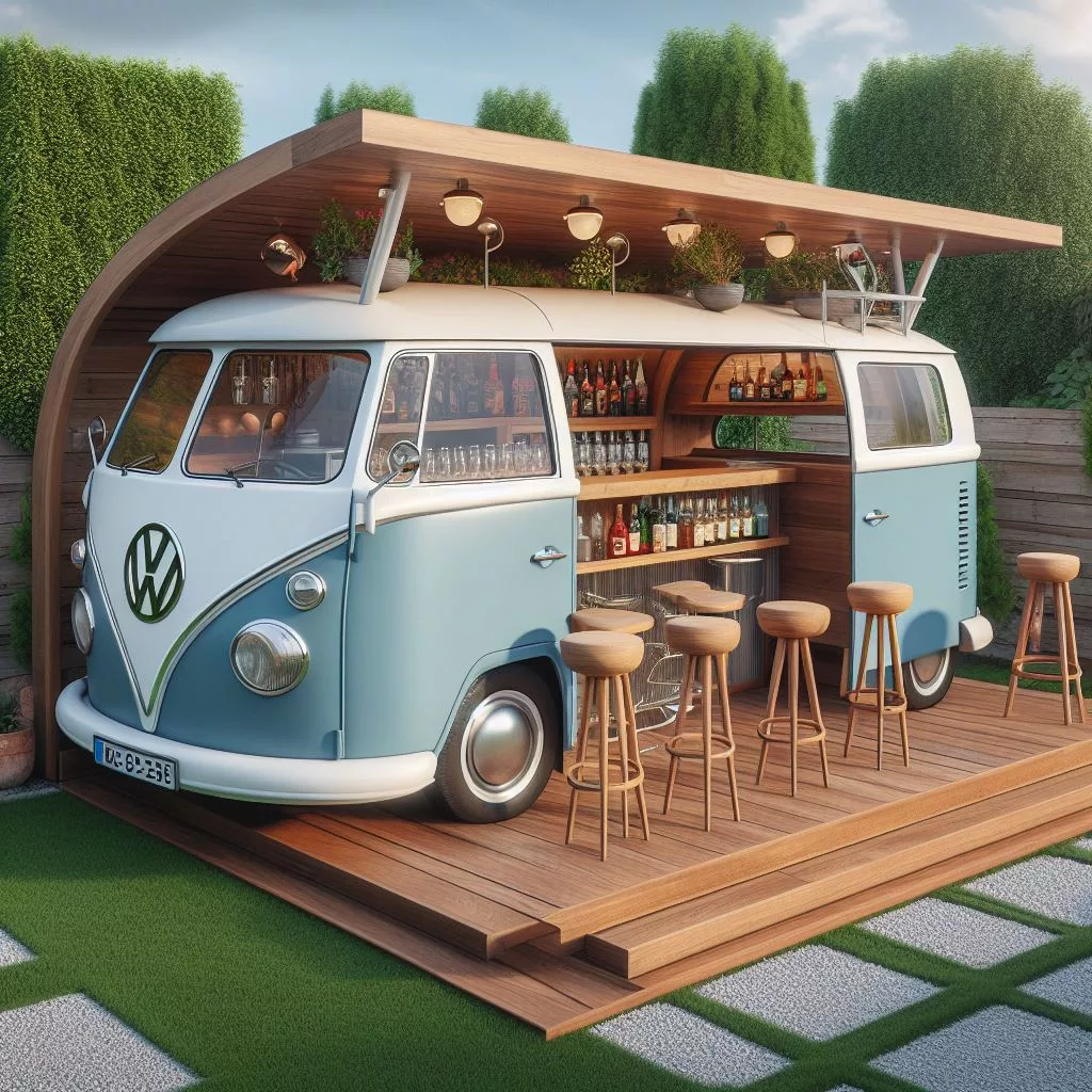 How to Incorporate a Volkswagen-Shaped Outdoor Bar into Your Outdoor Space