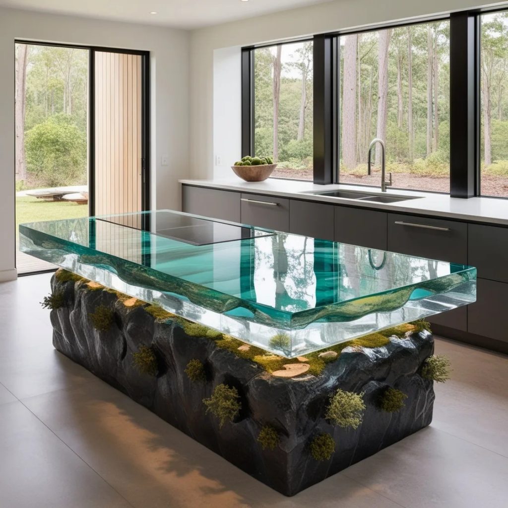 Epoxy Scene Kitchen Island: A Fusion of Art and Functionality