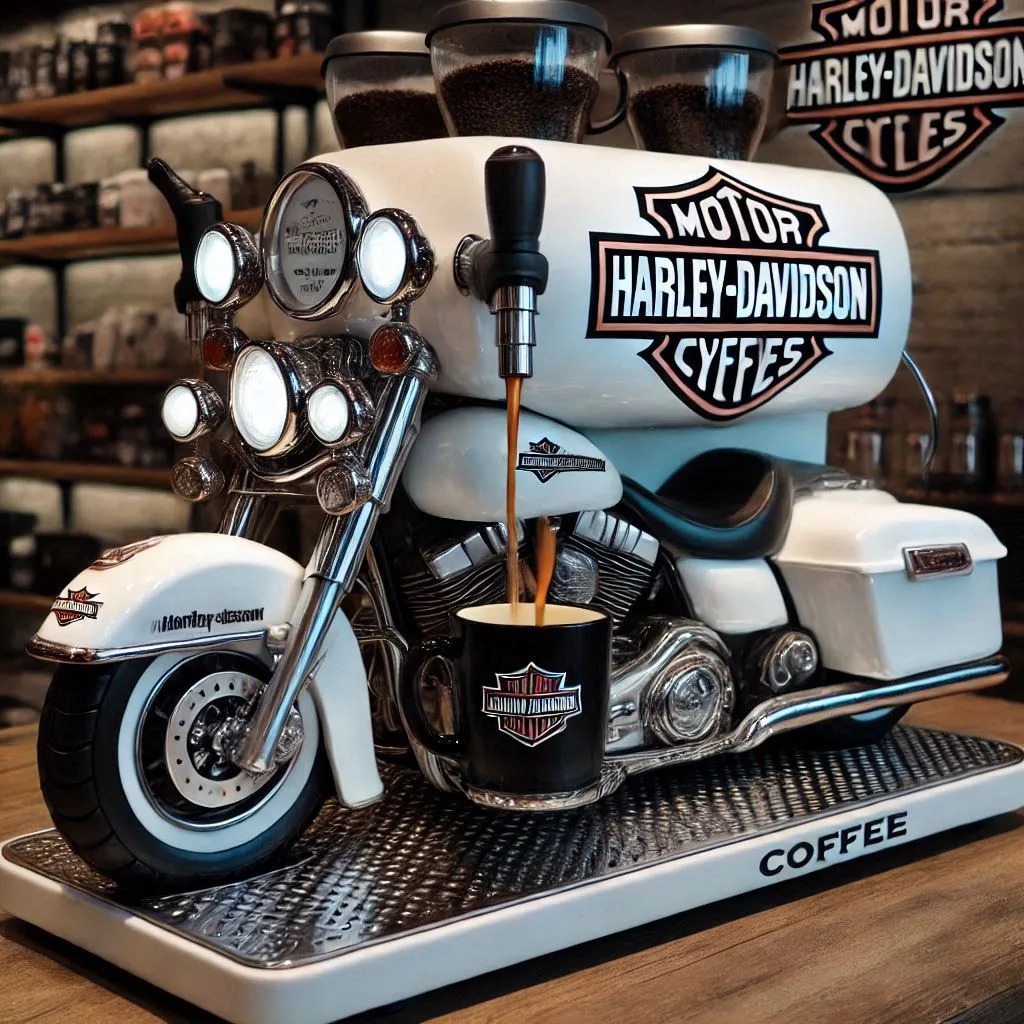 The Harley Davidson Coffee Maker in Different Settings