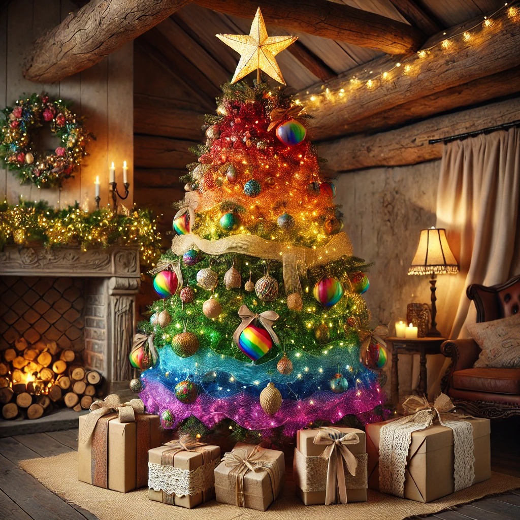 How to Decorate a Rainbow Christmas Tree