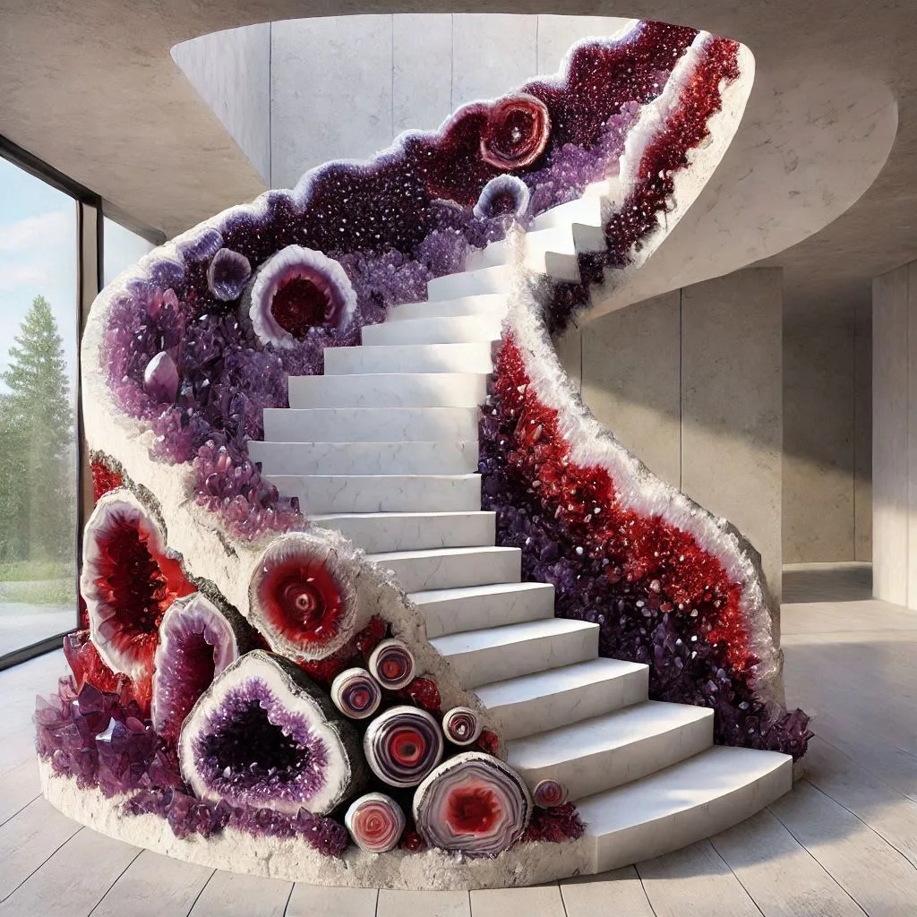 Unique Features of the Amethyst Geode Staircase