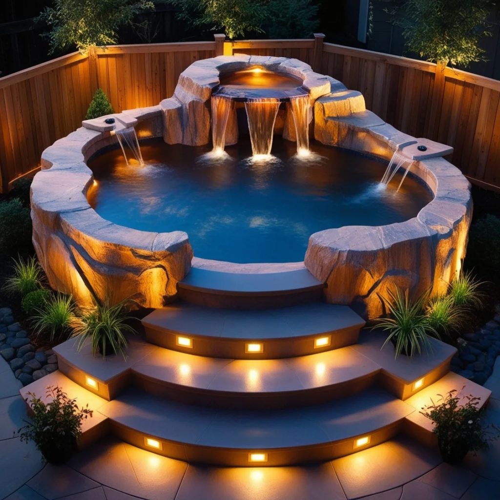 Rock and Waterfall Hot Tub: A Blend of Luxury and Nature