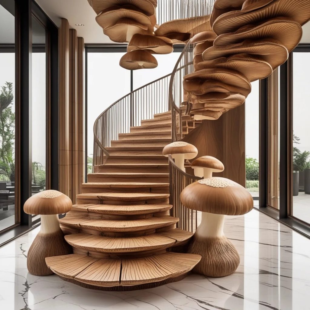 The Inspiration Behind the Wooden Mushroom Staircase