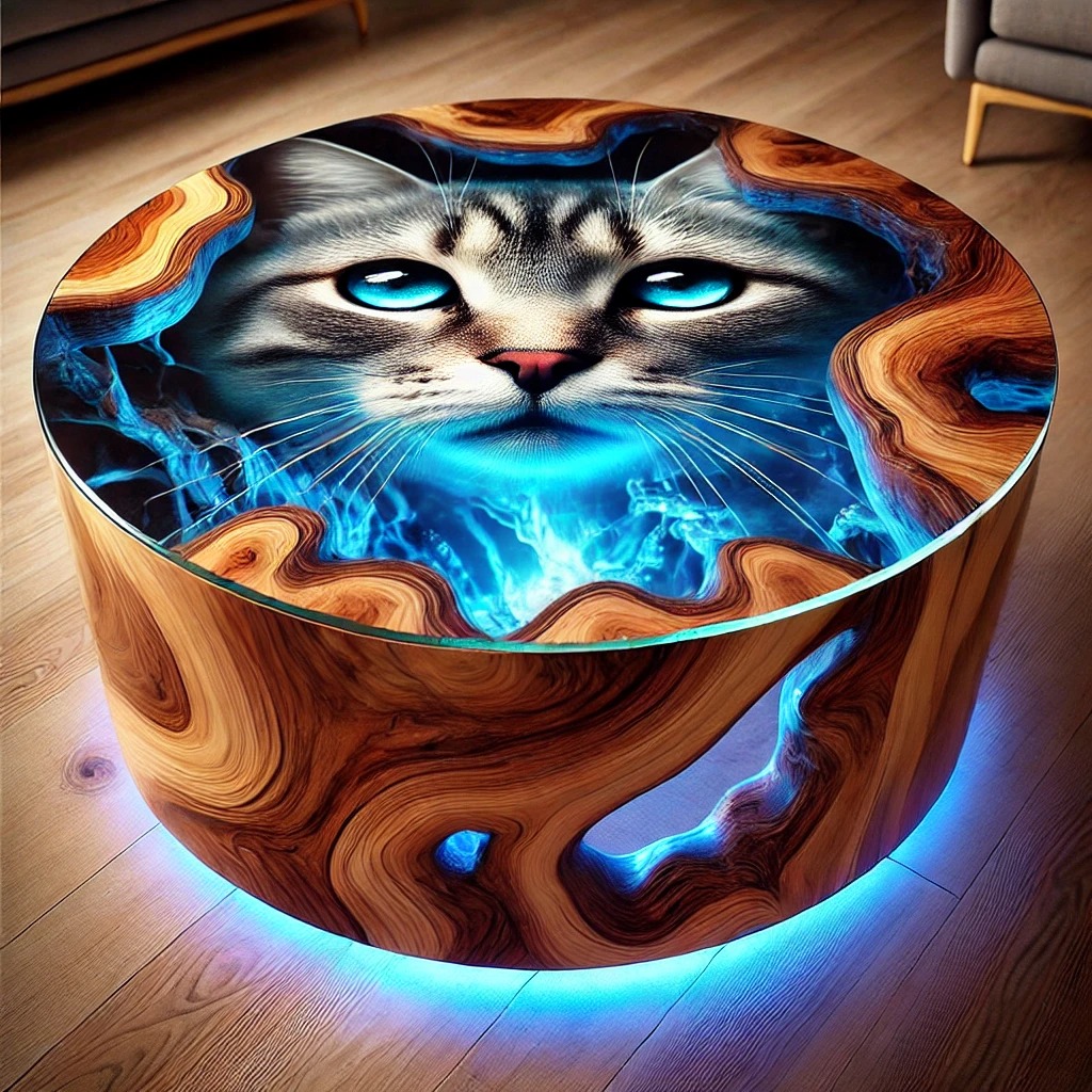 Cat Epoxy Coffee Table: A Unique and Artistic Centerpiece for Your Home