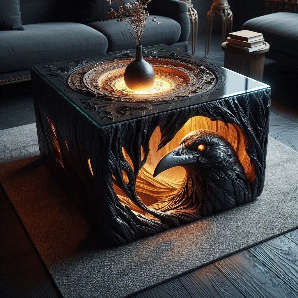 Crows Resin Coffee Tables: The Mysterious Beauty of Art and Functionality