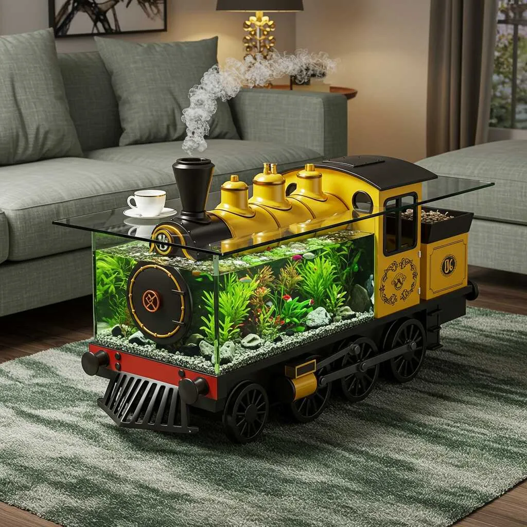 3. How a Train Shaped Aquarium Coffee Table Enhances Home Décor