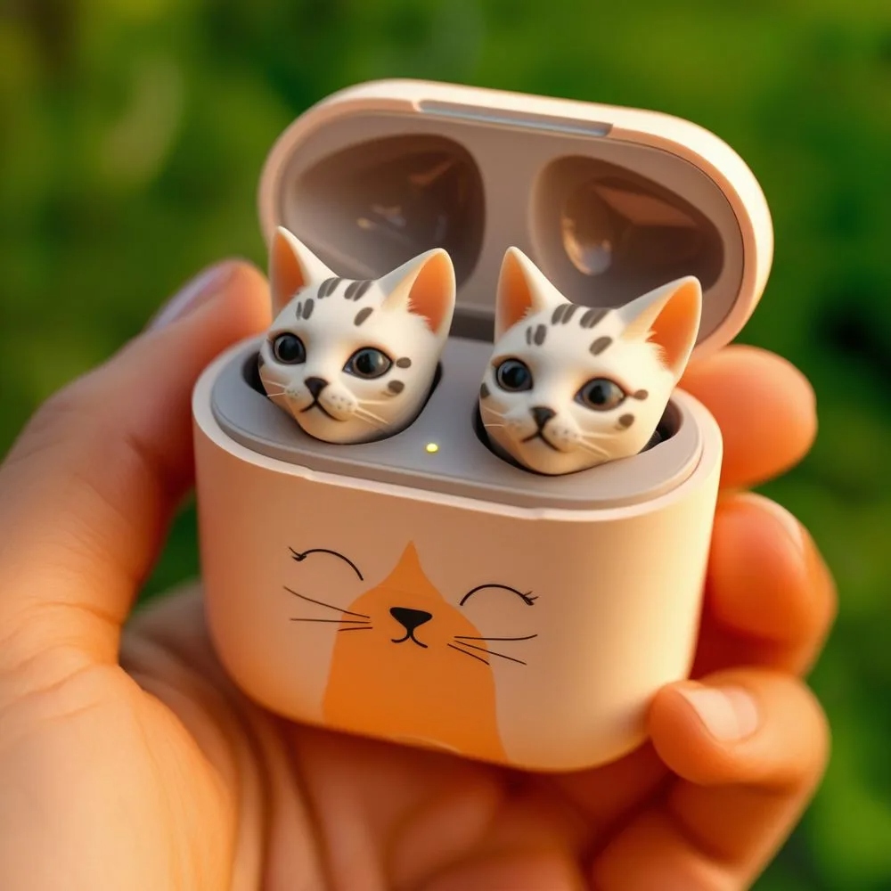 3.2. Bluetooth 5.0 Cat Earbuds with Magnetic Mic