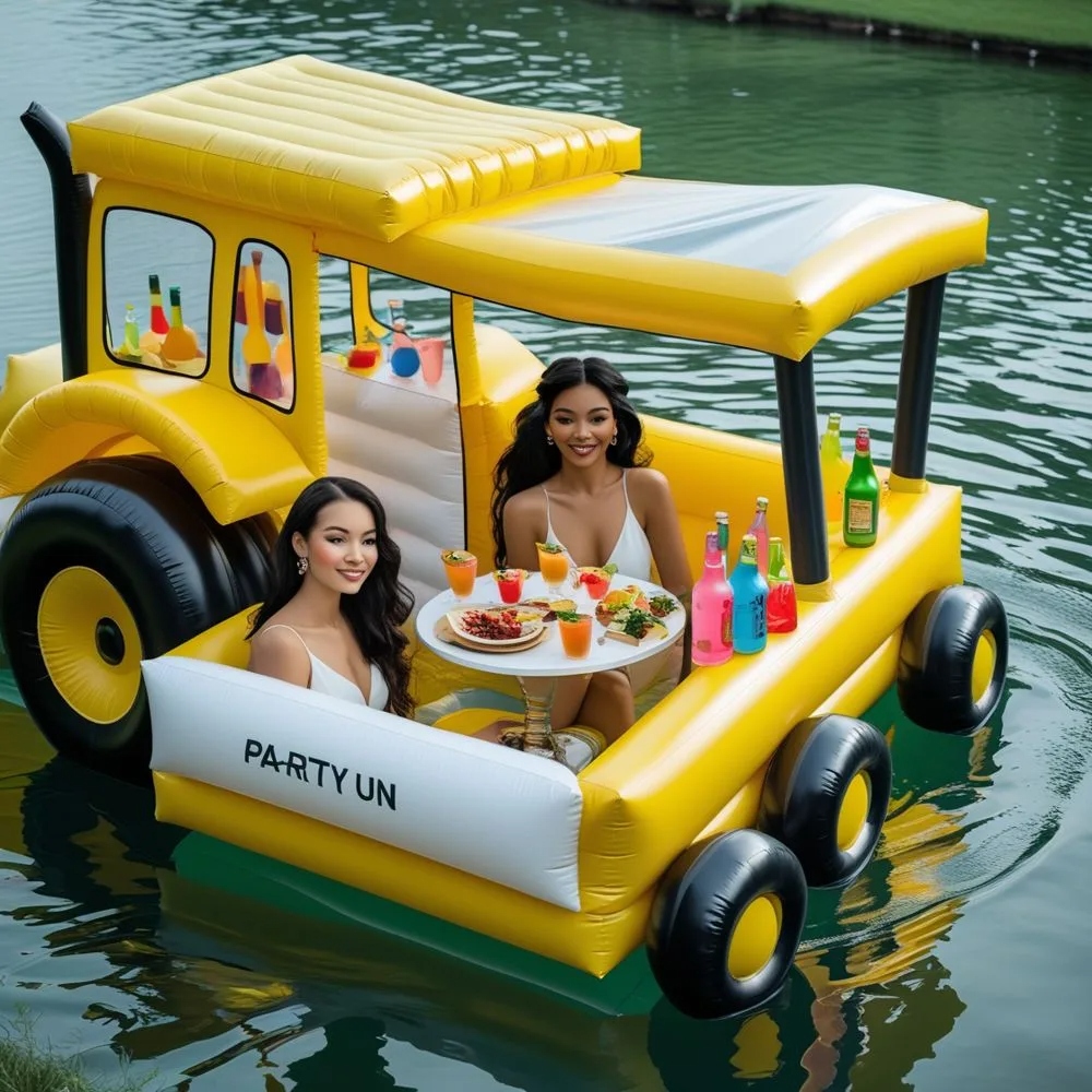 Bringing Childhood Whimsy to the Water on My Giant Inflatable Tractor Lake Float: